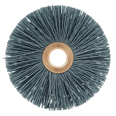 Weiler 3" Dia Nylox Wheel Brush, .040/120SC Crimped Fill, 1/2" Arbor Hole 16263